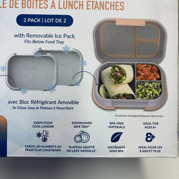 New Bentgo Chill XL 5 Cup Lunch Box Set Ice Pack 3/4 Compartment 8B03WB Purple - Picture 8 of 8